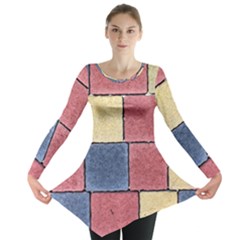 Model Mosaic Wallpaper Texture Long Sleeve Tunic  by Pakrebo