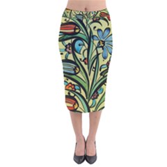 Mosaic Tile Art Ceramic Colorful Velvet Midi Pencil Skirt by Pakrebo