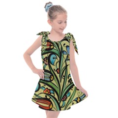 Mosaic Tile Art Ceramic Colorful Kids  Tie Up Tunic Dress by Pakrebo