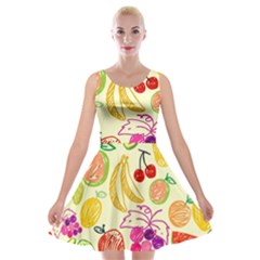 Seamless Pattern Fruit Velvet Skater Dress by Mariart