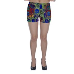 Time Clock Distortion Skinny Shorts by Mariart