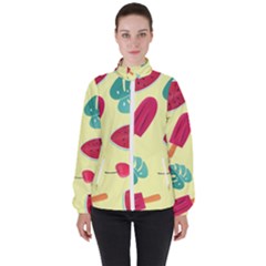 Watermelon Leaves Strawberry High Neck Windbreaker (women) by Pakrebo