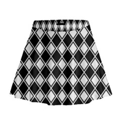 Square Diagonal Pattern Mini Flare Skirt by Mariart