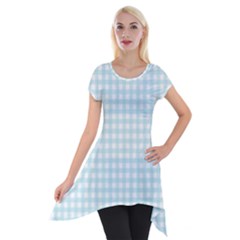 Blue Gingham Short Sleeve Side Drop Tunic by retrotoomoderndesigns