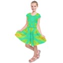 Kaleidoscope Background Green Kids  Short Sleeve Dress View1