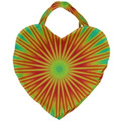 Kaleidoscope Background Mandala Red,green Sun Giant Heart Shaped Tote by Mariart