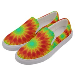 Kaleidoscope Background Red Yellow Men s Canvas Slip Ons by Mariart