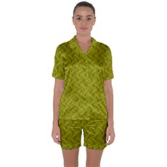 Autumn Leaves Pattern Satin Short Sleeve Pyjamas Set by LoolyElzayat