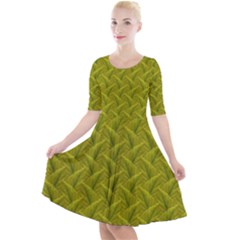 Autumn Leaves Pattern Quarter Sleeve A-line Dress by LoolyElzayat