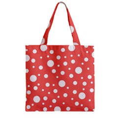 Polka Dot On Living Coral Zipper Grocery Tote Bag by LoolyElzayat