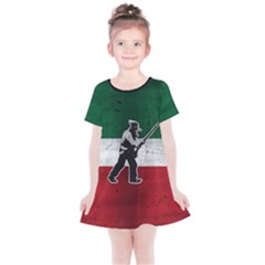 Flag Patriote Quebec Patriot Red Green White Grunge Vieux Patriot Henri Julien Kids  Simple Cotton Dress by Quebec