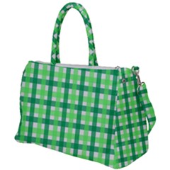 Sweet Pea Green Gingham Duffel Travel Bag by WensdaiAmbrose