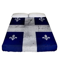 Flag Quebec Drapeau Grunge Fleur De Lys Blue And White Fitted Sheet (queen Size) by Quebec