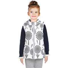 Zappwaits Flowers Black Kids  Hooded Puffer Vest by zappwaits