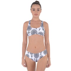 Zappwaits Flowers Black Criss Cross Bikini Set by zappwaits