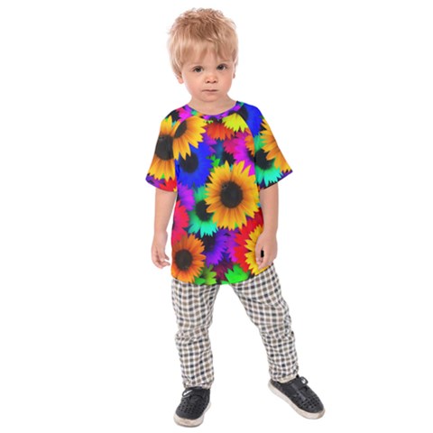 Sunflower Colorful Kids  Raglan Tee by Mariart