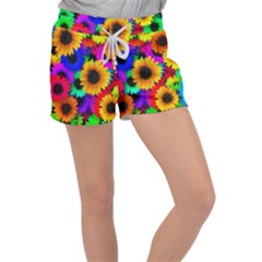 Sunflower Colorful Women s Velour Lounge Shorts by Mariart