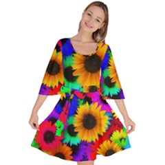 Sunflower Colorful Velour Kimono Dress by Mariart