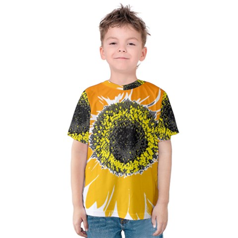 Sunflower Flower Yellow Orange Kids  Cotton Tee by Mariart