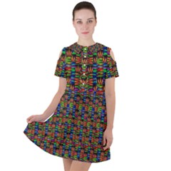 For The Love Of Soul And Mind In A Happy Mood Short Sleeve Shoulder Cut Out Dress  by pepitasart