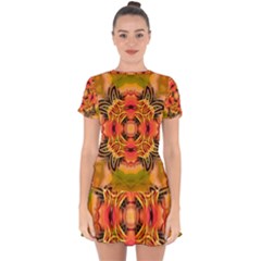 Fractals Graphic Fantasy Colorful Drop Hem Mini Chiffon Dress by Pakrebo