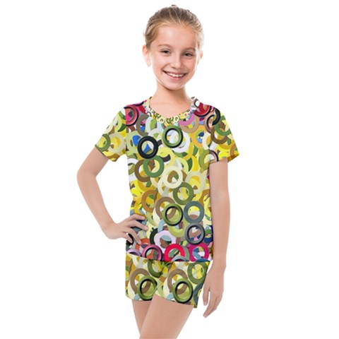 Pattern Background Abstract Color Kids  Mesh Tee And Shorts Set by Pakrebo