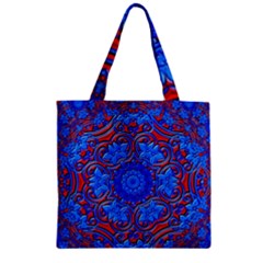 Background Fractals Surreal Design Art Zipper Grocery Tote Bag by Pakrebo