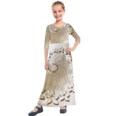 Flora Flowers Background Leaf Kids  Quarter Sleeve Maxi Dress by Mariart