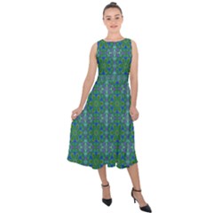 Farbenpracht Kaleidoscope Patterns Midi Tie-back Chiffon Dress by Pakrebo