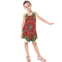 Mandala Fractal Graphic Design Kids  Sleeveless Dress by Pakrebo