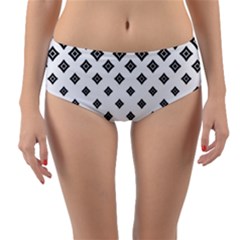 Black And White Tribal Reversible Mid-waist Bikini Bottoms by retrotoomoderndesigns