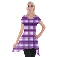 Purple Gingham Short Sleeve Side Drop Tunic by retrotoomoderndesigns