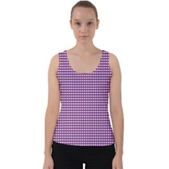 Purple Gingham Velvet Tank Top by retrotoomoderndesigns