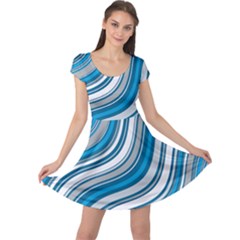 Blue Wave Surges On Cap Sleeve Dress by WensdaiAmbrose