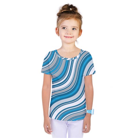 Blue Wave Surges On Kids  One Piece Tee by WensdaiAmbrose