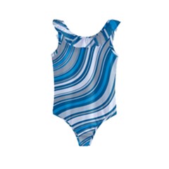 Blue Wave Surges On Kids  Frill Swimsuit by WensdaiAmbrose