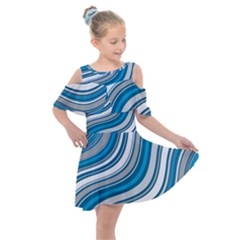 Blue Wave Surges On Kids  Shoulder Cutout Chiffon Dress by WensdaiAmbrose