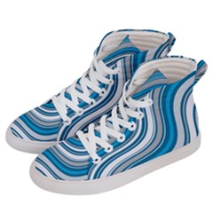 Blue Wave Surges On Men s Hi-top Skate Sneakers by WensdaiAmbrose