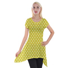 Yellow Polka Dot Short Sleeve Side Drop Tunic by retrotoomoderndesigns