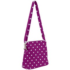 Fuschia Polka Dot Zipper Messenger Bag by retrotoomoderndesigns