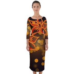 Flowers Background Bokeh Leaf Quarter Sleeve Midi Bodycon Dress by Mariart