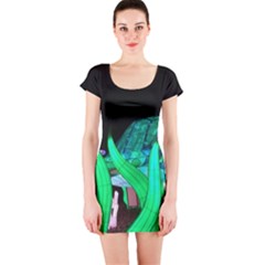 Dragon Lights Turtle Short Sleeve Bodycon Dress by Riverwoman