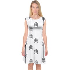 Black And White Abstract Pattern Capsleeve Midi Dress by Valentinaart