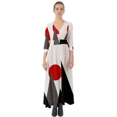 Geometric Landscape Button Up Boho Maxi Dress by Valentinaart