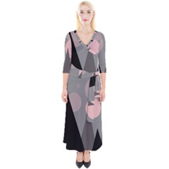 Geometric Landscape Quarter Sleeve Wrap Maxi Dress by Valentinaart