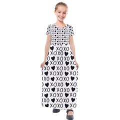 Xo Valentines Day Pattern Kids  Short Sleeve Maxi Dress by Valentinaart