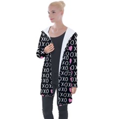 Xo Valentines Day Pattern Longline Hooded Cardigan by Valentinaart