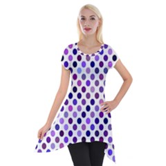 Shades Of Purple Polka Dots Short Sleeve Side Drop Tunic by retrotoomoderndesigns