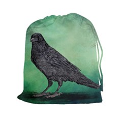 Raven - In Green - Drawstring Pouch (xxl) by WensdaiAmbrose