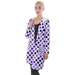 Shades Of Purple Polka Dots Hooded Pocket Cardigan by retrotoomoderndesigns